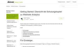 
                            4. Getting Started: Übersicht der Schulungskapitel zu Webtrekk Analytics ...