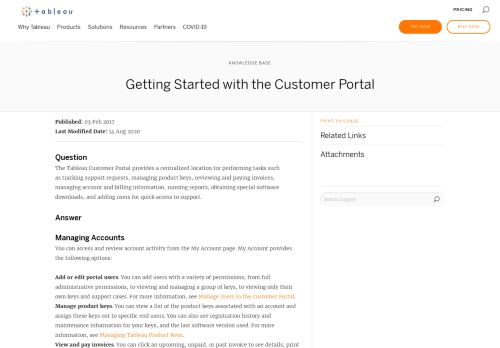 
                            6. Getting Started with the Customer Portal | Tableau Software