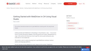 
                            3. Getting Started with WebDriver in C# Using Visual Studio | Sauce Labs