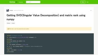
                            8. Getting SVD(Singular Value Decomposition) and matrix rank using ...