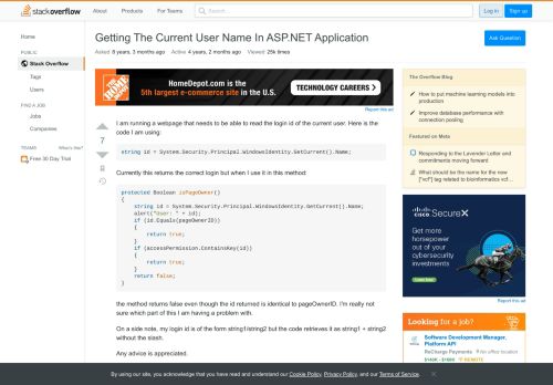 
                            2. Getting The Current User Name In ASP.NET Application - Stack Overflow