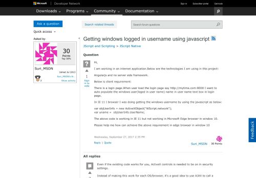 
                            2. Getting windows logged in username using javascript - MSDN - Microsoft