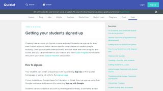 
                            10. Getting your students signed up | Quizlet