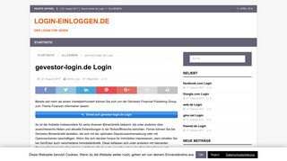 
                            5. gevestor-login.de Login - Login-einloggen.de
