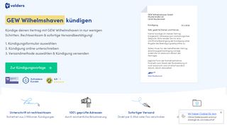
                            6. GEW Wilhelmshaven online & kostenlos kündigen - Volders