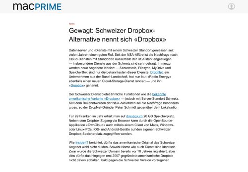 
                            12. Gewagt: Schweizer Dropbox-Alternative nennt sich «Dropbox»