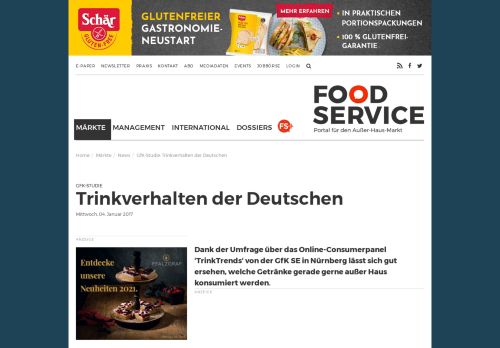 
                            7. GfK-Studie: Trinkverhalten der Deutschen - Food Service