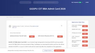 
                            13. GGSIPU CET BBA Admit Card 2019/ Hall Ticket - Download here