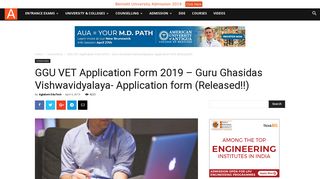 
                            7. GGU VET Application Form 2019 – Guru Ghasidas Vishwavidyalaya ...