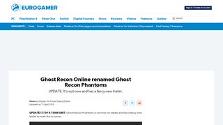 
                            12. Ghost Recon Online renamed Ghost Recon Phantoms • Eurogamer.net