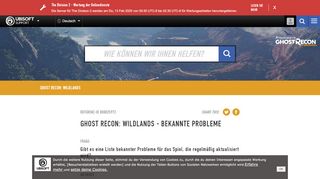 
                            1. Ghost Recon: Wildlands - Bekannte Probleme - Ubisoft Kundenservice