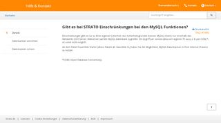 
                            9. Gibt es bei STRATO Einschränkungen bei den MySQL Funktionen?