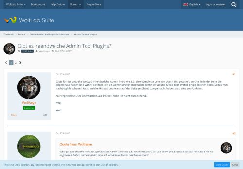
                            9. Gibt es irgendwelche Admin Tool Plugins? - Wishes for new plugins ...
