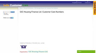 
                            8. GIC Housing Finance Ltd. Customer Care Numbers | India Customer ...