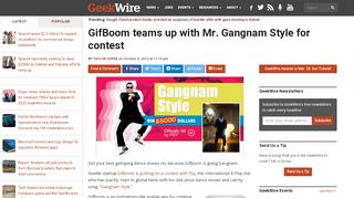 
                            13. GifBoom teams up with Mr. Gangnam Style for contest – GeekWire