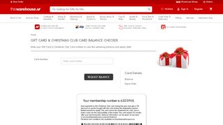 
                            2. Gift Card & Christmas Club Balance Checker - The Warehouse