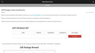 
                            2. Gift Package: Codes and Rewards – Black Desert Online