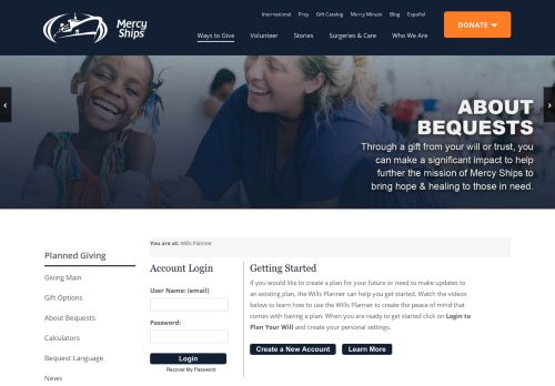 
                            8. GiftLegacy Login Page - Mercy Ships