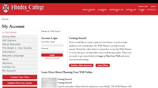 
                            12. GiftLegacy Login Page | Rhodes College - Planned Giving