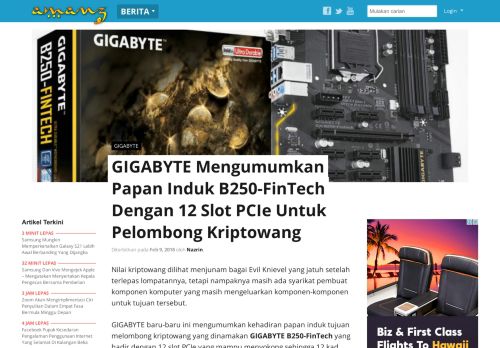 
                            8. GIGABYTE Mengumumkan Papan Induk B250-FinTech ...