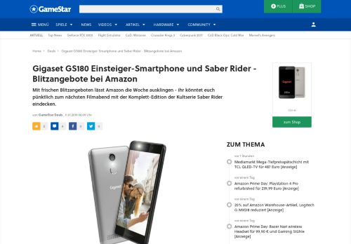 
                            7. Gigaset GS180 Einsteiger-Smartphone und Saber Rider - GameStar