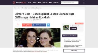 
                            8. Gilmore Girls - Darum glaubt Lauren Graham trotz Cliffhanger nicht an ...