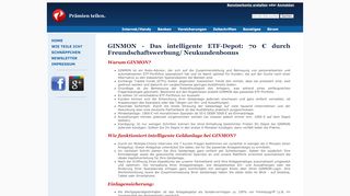 
                            4. GINMON - Das intelligente ETF-Depot: 70 € durch ... - Prämien teilen