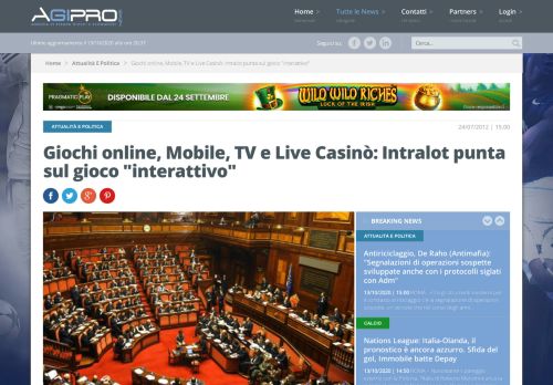 
                            6. Giochi online, Mobile, TV e Live Casinò: Intralot punta sul gioco ...