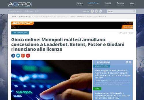 
                            6. Gioco online: Monopoli maltesi annullano concessione a Leaderbet ...