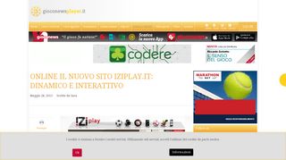 
                            12. Gioconews Player - Online il nuovo sito IZiplay.it: dinamico e interattivo