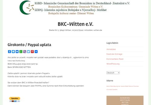 
                            2. Girokonto / Paypal uplata – BKC-Witten e.V.