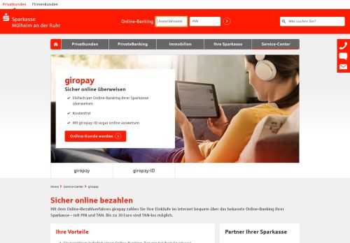 
                            8. giropay - Sicher online überweisen - Sparkasse Mülheim an der Ruhr