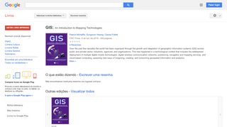 
                            8. GIS: An Introduction to Mapping Technologies - Resultado da Pesquisa de livros Google