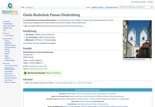 
                            8. Gisela-Realschule Passau-Niedernburg – RegioWiki Niederbayern