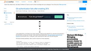 
                            5. Git authentication fails after enabling 2FA - Stack Overflow