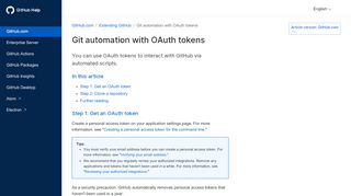 
                            3. Git automation with OAuth tokens - User Documentation - GitHub Help