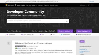 
                            11. Git cannot authenticate to azure devops - Developer Community