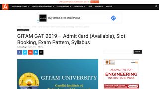 
                            7. GITAM GAT 2019 – Application Form (Released), Exam Dates ...