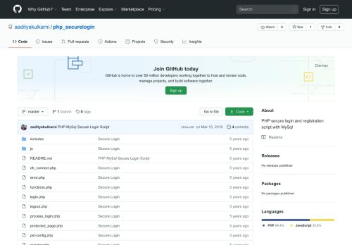 
                            5. GitHub - aadityakulkarni/php_securelogin: PHP secure login and ...