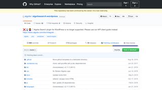 
                            7. GitHub - algolia/algoliasearch-wordpress: Algolia Search plugin for ...