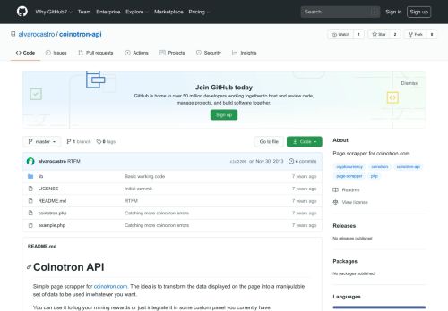 
                            10. GitHub - alvarocastro/coinotron-api: Page scrapper for coinotron.com