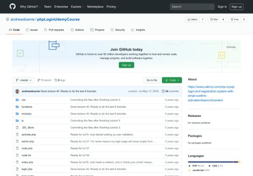 
                            2. GitHub - andrewdownie/phpLoginUdemyCourse: https:/ ...