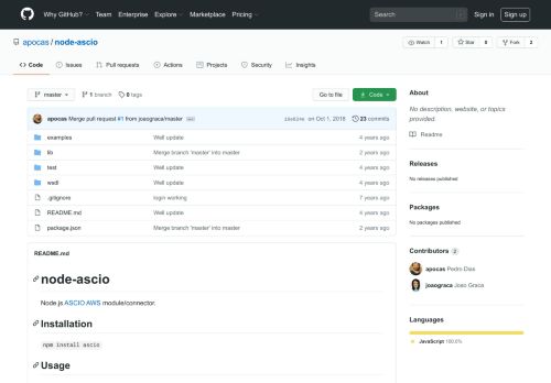 
                            8. GitHub - apocas/node-ascio