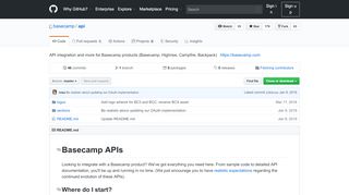 
                            7. GitHub - basecamp/api: API integration and more for Basecamp ...