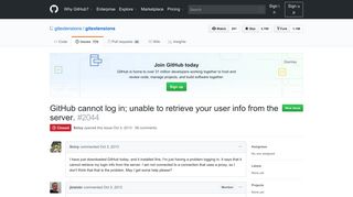 
                            5. GitHub cannot log in; unable to retrieve your user info from the server ...