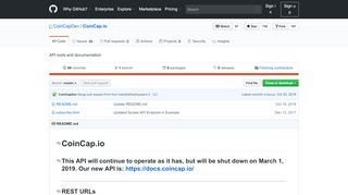 
                            4. GitHub - CoinCapDev/CoinCap.io: API tools and documentation