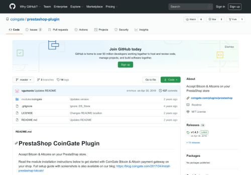 
                            6. GitHub - coingate/prestashop-plugin: Accept Bitcoin & Altcoins on ...