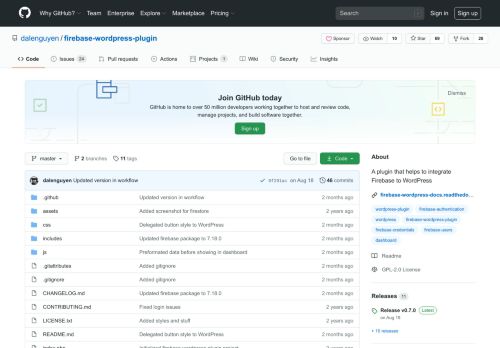 
                            6. GitHub - dalenguyen/firebase-wordpress-plugin: A plugin that helps to ...