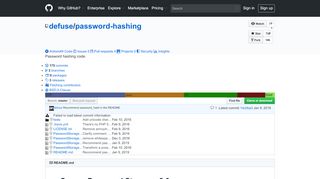 
                            11. GitHub - defuse/password-hashing: Password hashing code.