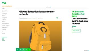 
                            13. GitHub Education is now free for schools | TechCrunch